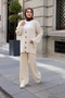 Women's Thessaloniki Knitted Ribbed Buttoned Oversize Knitwear Cardigan Pants Two-Piece Set - 6