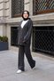 Women's Thessaloniki Knitted Ribbed Buttoned Oversize Knitwear Cardigan Pants Two-Piece Set - 4