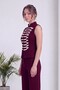 Women's Judge Collar Buttoned Sleeveless Vest and Straight-Leg Pants Two-Piece Set Burgundy, Brown - 4