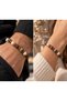 Natural Stone Fossil Coral and Hematite Stone Unisex Design Handmade Bracelet - 2