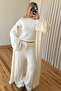 Ecru Soft Textured Short Sleeve 3-Piece Set - 4206