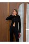 Ribbed Knitwear Set Shirt Collar Buttoned Blouse Trousers Standard Size