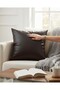 45X45 Black Leather Throw Pillow (Filled Inside) Living Room Cushion, Cushion, Children's Room Cushion, Sofa Cushion, Pillow - 3
