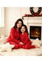 Mother Daughter Pajama Set Red Star Pattern Soft Fabric Comfortable Home Wear Set (Purchased Separately)