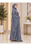 Elegant Grey Butterfly Abaya with Floral Embroidery & Crystal Detailing - 2