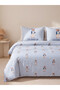 Mixed Striped Teddy Bear Cotton Double Duvet Cover Set