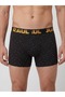 Black and Yellow Micro Geometric Patterned Cotton Men's Boxer - Db346