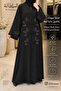 Black Abaya with Stylish Embroidery Plant Motifs Elegant Cut for Women