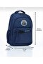 Navy Blue Bear Figured Waterproof 4 Compartment Backpack - 2
