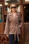 Women's Cashmere Raglan Sleeve Pocketed Collared Lace-Up Coat-Mink - 2