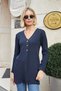 Women's Winter Knitwear V-Neck Buttoned Long Sleeve Cardigan-Navy Blue
