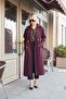 Women's Cashmere Collared Raglan Sleeve Long Coat with Pockets and Slit on the Back - Plum - 4