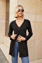 Women's Winter Knitwear V-Neck Buttoned Long Sleeve Cardigan-Black - 7