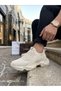 Aba0402 Laceless Comfortable High Sole Cream Suede Men's Sports Shoes - 5