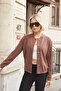 Women's Thick Modal High Collar Long Sleeve Skirt Elasticated Coat-Brown - 5