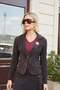 Women's Velvet Denim Collared Long Sleeve Mono Jacket with Pocket Flaps - Brown - 3