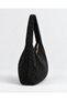 Black Women's Genuine Suede Knitted Textured Shopper Shoulder Bag - 2