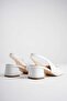 White Bow Detail Modern Square Toe Heeled Shoes - 4