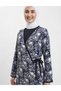 Tesettür Prayer Dress Mother Navy Blue Geometric Patterned Double Breasted - 2