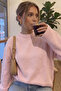 Women's Sweater Pink Thick Textured Winter Crew Neck Knitwear Sweater - 2