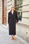 Women's Cashmere Wrap Lined Long Coat with Pockets - Black