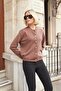 Women's Thick Modal High Collar Long Sleeve Skirt Elasticated Coat-Brown - 2