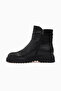 Women's Leather Thick Sole Buckle Zipper Boots 26K 2452611K Black - 2