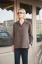 Women's Cotton Modal Cupra Fabric Collared Long Sleeve Shirt with Side Slits - Dark Brown