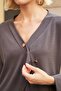 Women's Modal Scuba Wrap Double-Breasted Buttoned Off-Shoulder Cardigan-Anthracite - 5