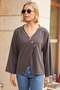Women's Modal Scuba Wrap Double-Breasted Buttoned Off-Shoulder Cardigan-Anthracite - 3
