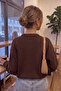 Women's Sweater Brown Thick Textured Winter Crew Neck Knitwear Sweater - 4