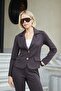 Women's Steel Collar Pocket Flap Long Sleeve Double Button Mono Jacket - Brown - 3
