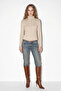 High Neck Long Sleeve Glitter Buttoned Top - 2