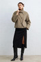 Women's High Collar Checkered Oversize Jacket - Mink - 4