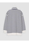 Ozmarka New Season Navy Blue Striped Women's Thick Sweatshirt Tunic - 3