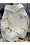 Women's Blue-Pink Floral Printed Hooded Sweatshirt - 2