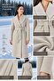 Women's Belted, Pocketed, Slit, Lined Cashmere Coat Cream