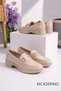 Daily Women's / Girls' Oxford College Loafer Nonu Buckle Beige Leather Shoes - 5