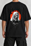 Sagrado Portre Back Printed Oversize Black T-Shirt