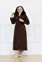 Women's Fur Detailed Belted Montana Fabric Coat - 8