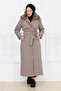 Women's Fur Detailed Belted Montana Fabric Coat