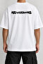 Nevermind Wavy Text Back Print Oversize White T-Shirt