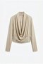 Women's Beige Draped Front Blouse - 2