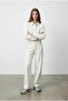 Women's Ecru Laser Cut Wide Leg Jeans