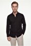 Ds Damat Comfort Bitter Brown Buttoned Collar Relaxed Fit Linen Look 100% Cotton Shirt