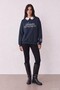 Women's Navy Blue Embroidery Detailed Sweatshirt - 5