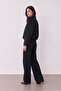Women's Black Epaulet Suede Bomber Jacket - 3