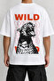 Wild Leopard Back Print Oversize White T-Shirt