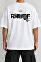 Leopard Typography Back Printed Oversize White T-Shirt