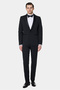 Slim Fit Black Crepe Pattern Tuxedo Suit
